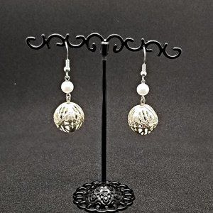 Filigree Faux Pearl Drop Earrings